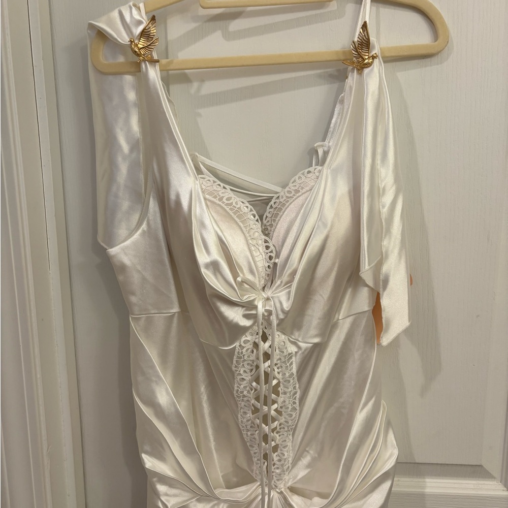 White Satin Lace-Up Corset dress - Picture 7 of 11